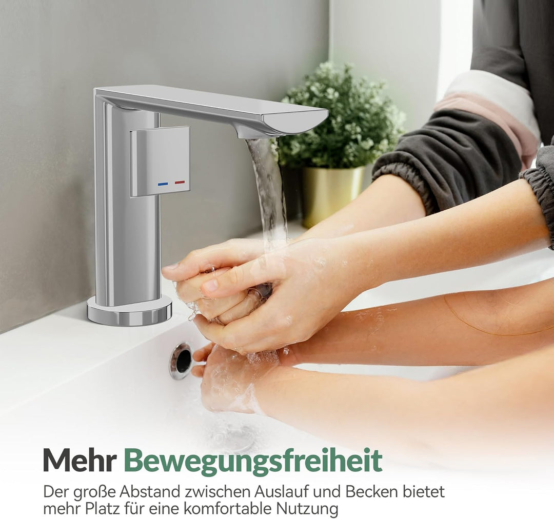 ALPHA HOME Wasserhahn Bad mit Anschlussschlauch, Waschtischarmatur Einhandmischer Armatur Waschbecke