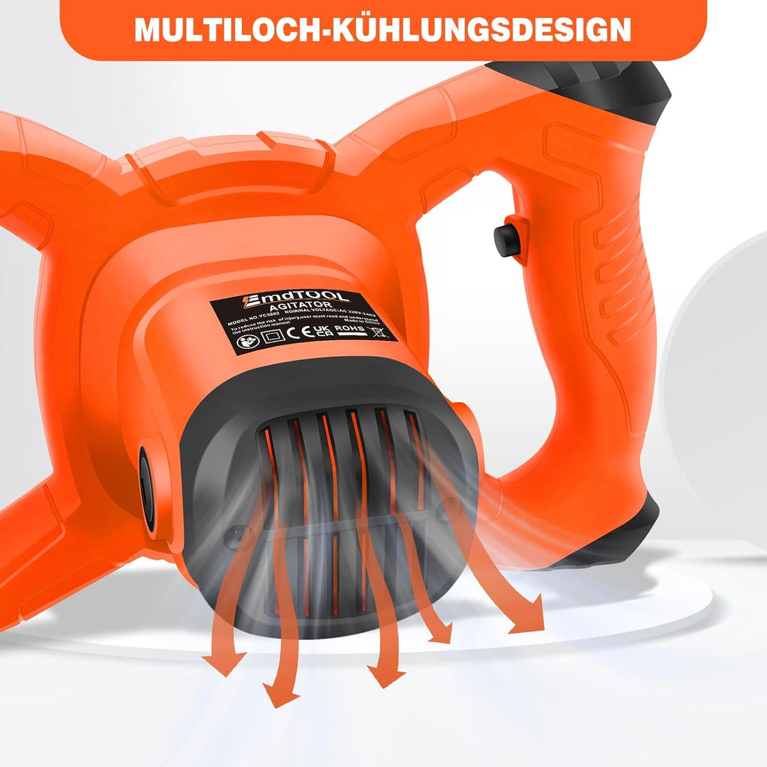 M14 Farb- &amp; Mörtelmischer – 2600W 6-Gang Elektro-Rührgerät mit 120mm Spirale für Zement, Fugenmörtel