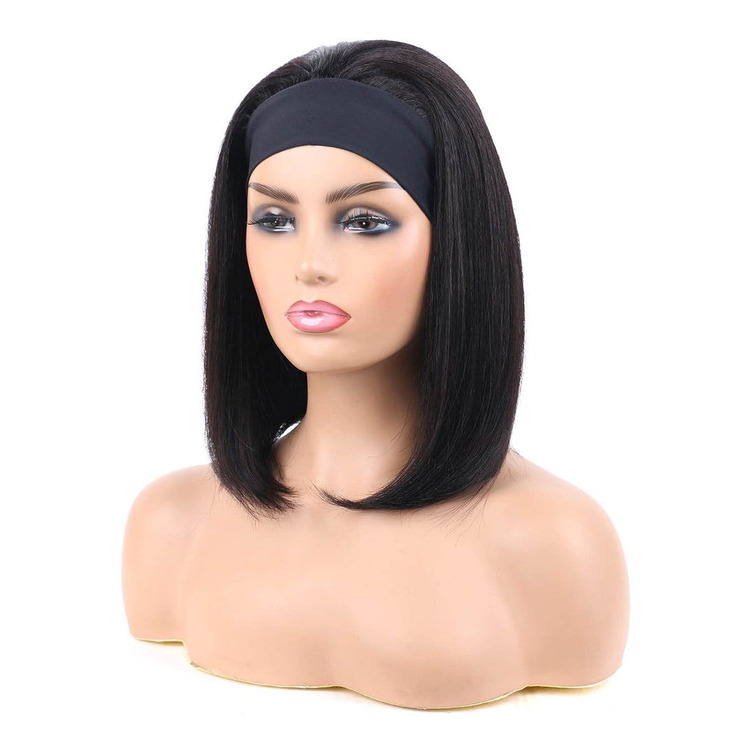 Huarisi 9a Headband Wigs Bob Human Hair 12 Inch Straight Bob Brazilian Wig Short Remy Hair Wigs Blun
