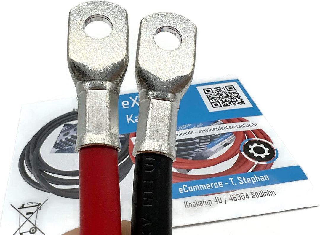 eXODA Batteriekabel Set 35 mm² 50cm mit Kabelschuhen M8 Rot und Schwarz