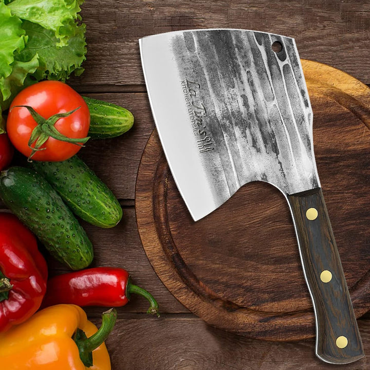 LA TIM'S Hackmesser, 0,85KG schweres Hackbeil, handgeschmiedetem Kohlenstoffstahl Fleischbeil, Fleis