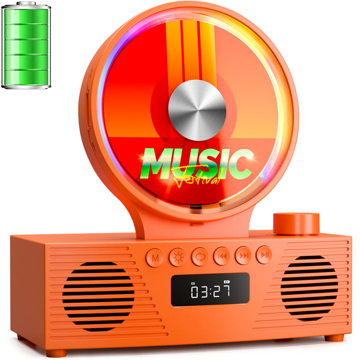 ROADOM Tragbarer CD-Player mit Bluetooth, Hi-Fi Stereo & Akku | Bluetooth TX & RX, 4000mAh Akku, Ret