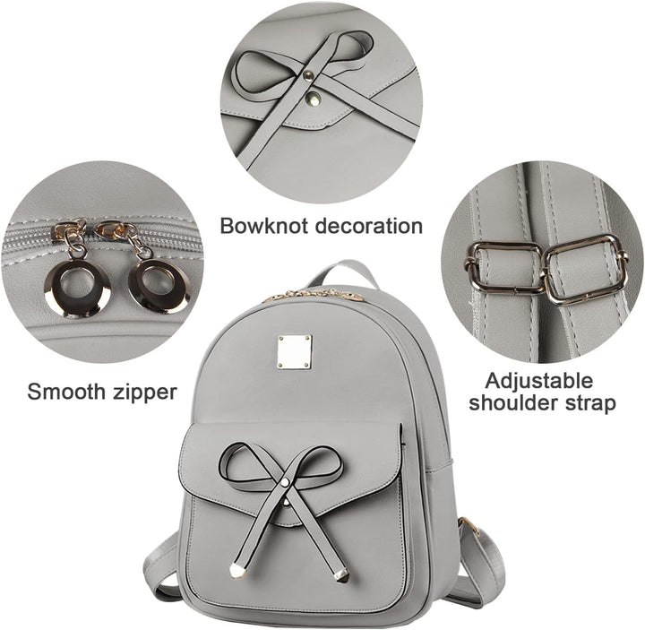 SUKUTU Frauen Rucksack Wasserdichte PU Leder Mode Schultaschen 3 PCS Mädchen Bowknot Cute Mini Daypa