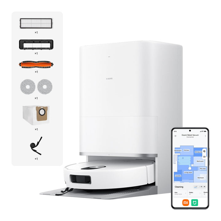 XIAOMI Robot Vacuum 5 Saugroboter mit Wischfunktion, 20.000Pa, Ausfahrbarer Mopp & Seitenbürste, 80°