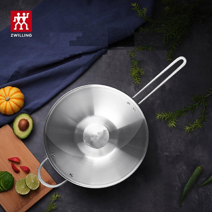 Zwilling TwinNova 3 Wok pfanne Induktion 30 cm mit Glasdeckel, 2 tlg, Asiatische Wokpfanne Unbeschic