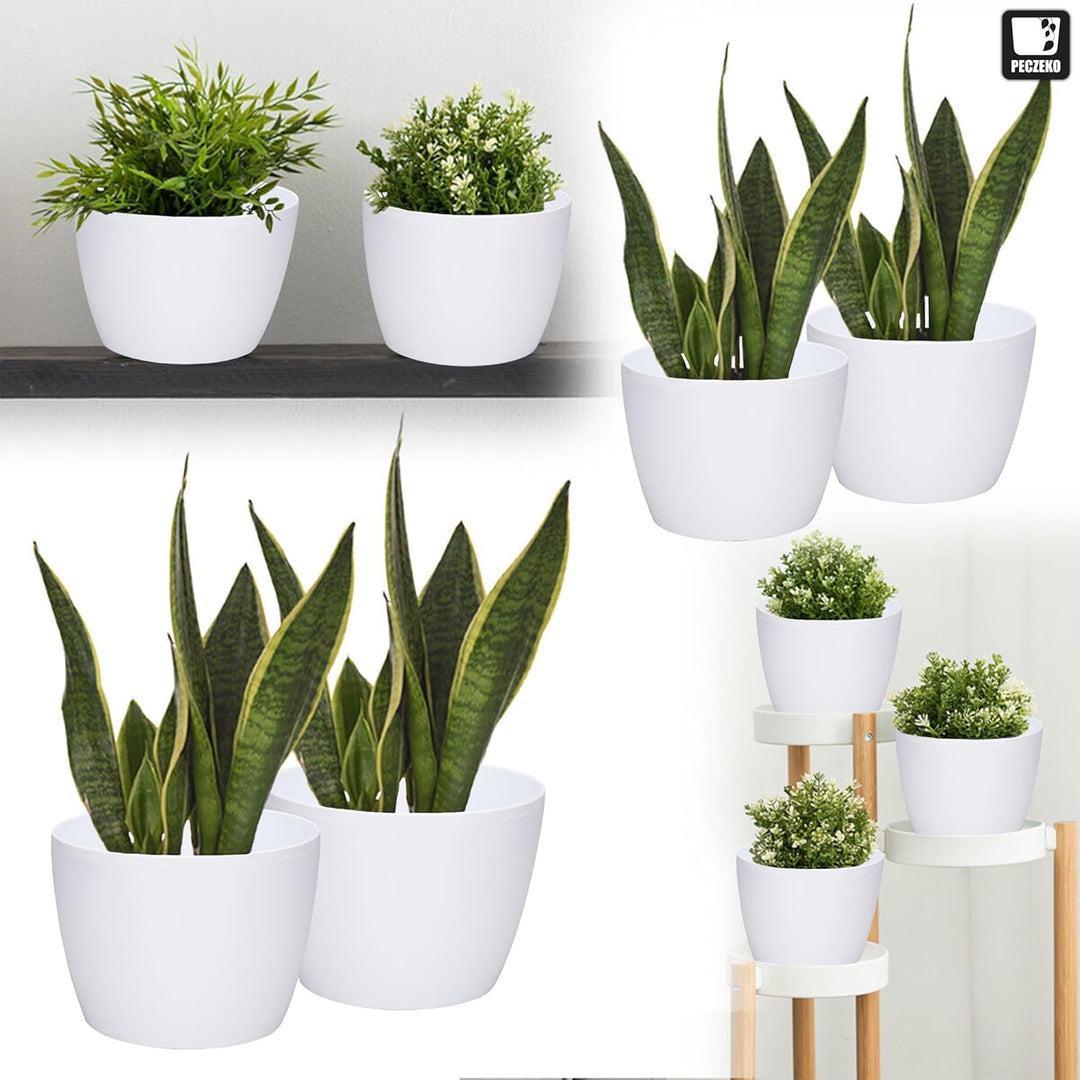 PECZEKO Glänzende Blumentöpfe - Deko Pflanztopf für Blumen & Kräuter - Langlebige & leichte runde Ku