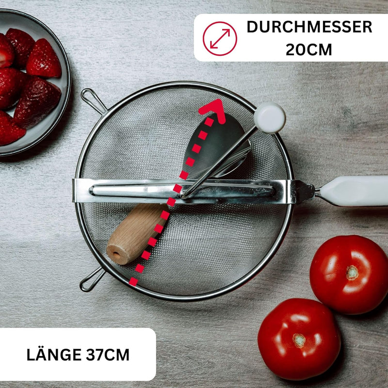 Westmark Einkoch-Set S- Küchensieb & Einmach-Trichter für Marmelade, Mus oder Brei - 20cm Durchmesse