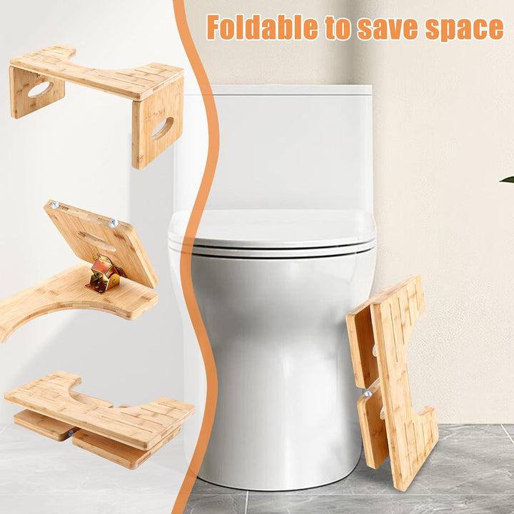 Toilettenhocker Holz Klappbar, Toilettenhocker Erwachsene, Klohocker aus Bambus, Squatty Kackhocker