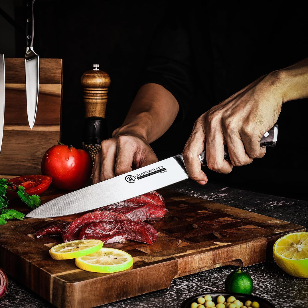 GRAND SHARP Chefmesser, Scharf Fleischmesser Kochmesser 20cm, Profi Messer Küchenmesser aus Hochwert