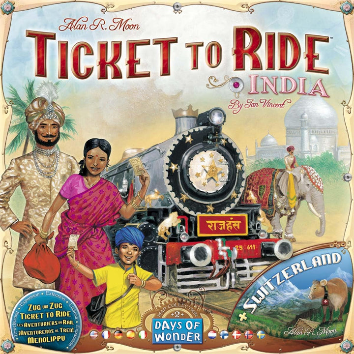 Days of Wonder | Zug um Zug – Indien + Schweiz | Map-Erweiterung | Familienspiel | Brettspiel | 2-4
