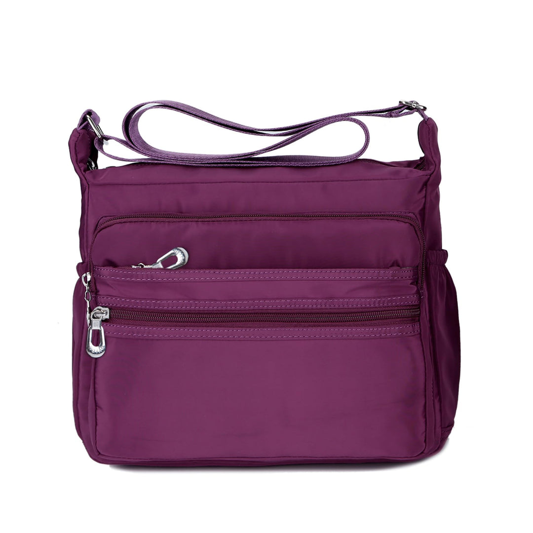NOTAG Damen Umhängetasche, Wasserdicht Nylon Schultertasche Multi-Tasche Messenger Bag 2 Size (Lila,