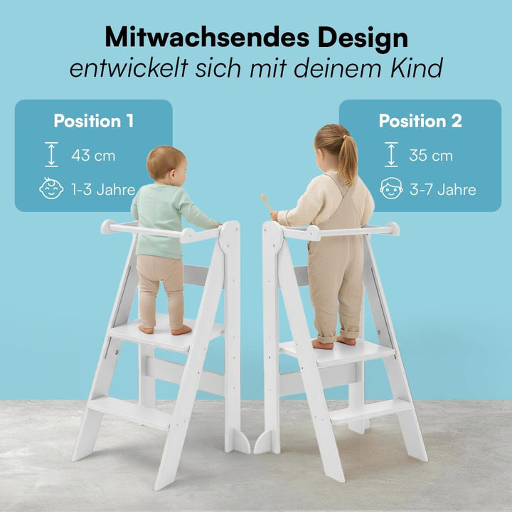 Bellabino Tay Lernturm ab 1 Jahr – Learning Tower 2-Fach höhenverstellbar &amp; klappbar – Lernstuhl in