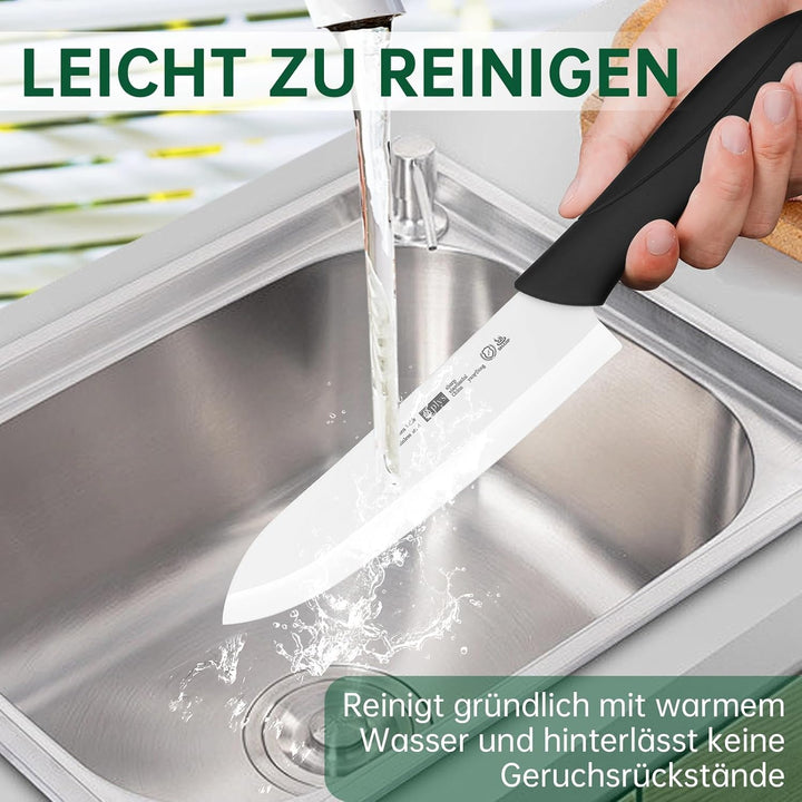 Keramikmesser Set Keramik Messer Küche: Scharf 2er Pack Messerset 15.5cm Kochemesser, 10.7cm Obstmes