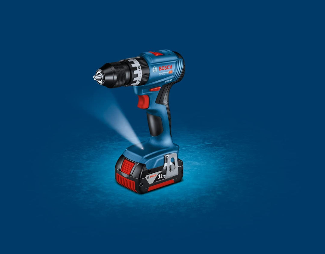 Bosch Professional 18V System Akku Schlagbohrschrauber GSB 18V-45 (Drehzahl 1.900 min⁻¹, inkl. 2x 3.