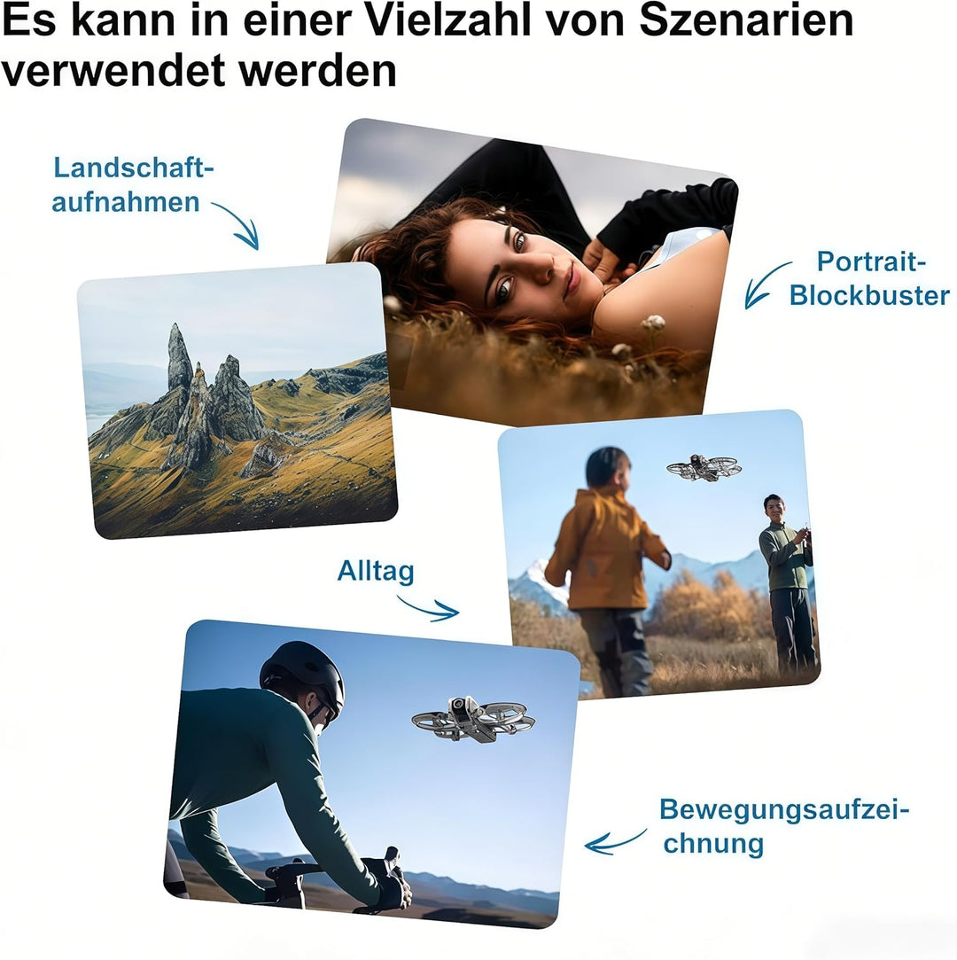RC Drohne mit Dual Kamera, Propellerschutz für mehr Sicherheit, LED Beleuchtung – Bürstenloser Motor