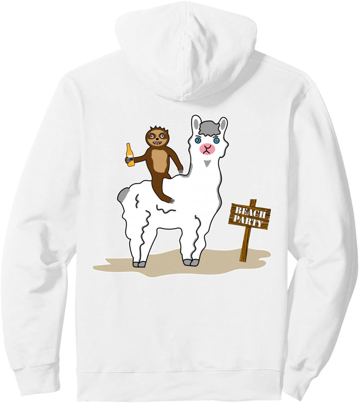 Faultier & Lama Lustige Strandparty Cartoon Design Outfit Pullover Hoodie