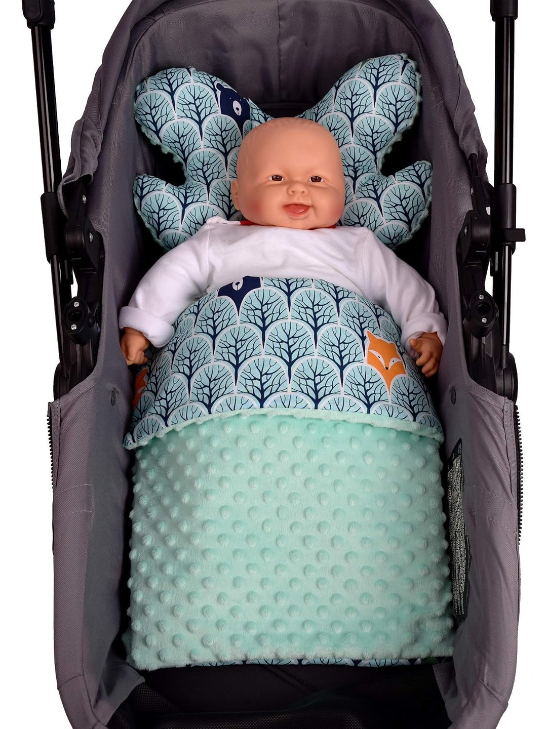 Medi Partners Babydecke Krabbeldecke Set 3in1 100% Baumwolle Minky Kinderdecke 55x75 + 35x30cm flach