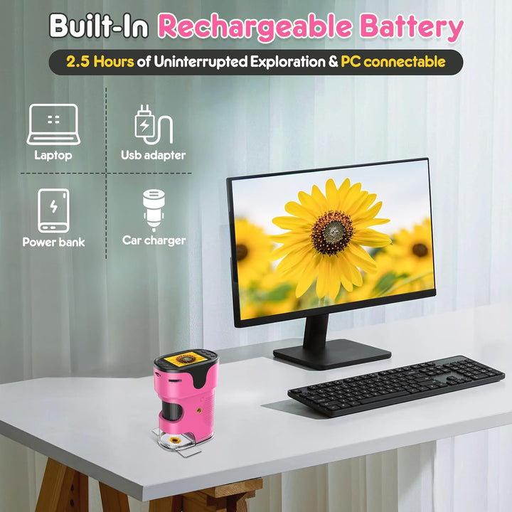 1000X Digitales Handmikroskop mit 2,0" 4K Bildschirm – Wiederaufladbares Komplett-Set inkl. 32GB Spe
