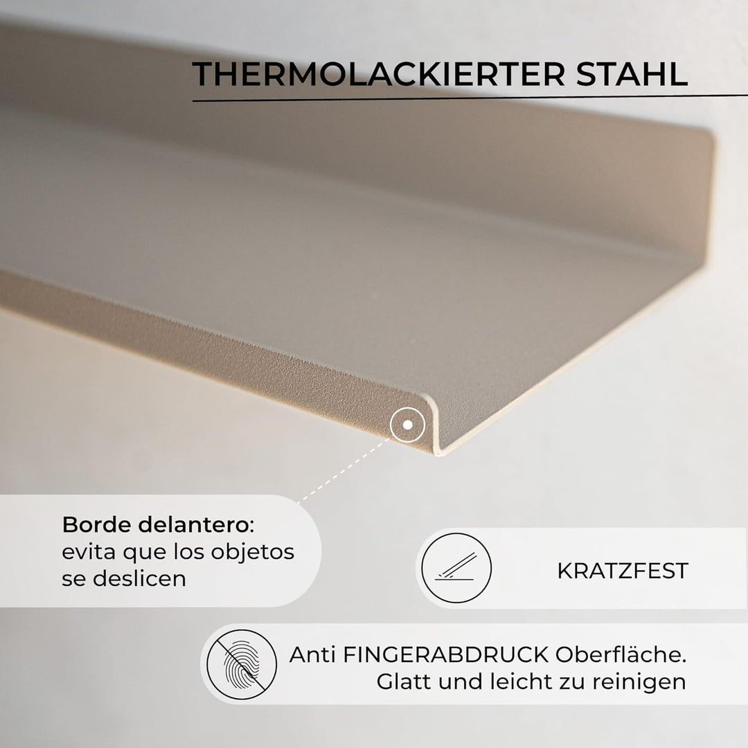 MILUKA Bilderleiste Metall Sandbeige 110 cm 2er Set – Schmales, langes Wandregal 110 x 10 cm – Bilde