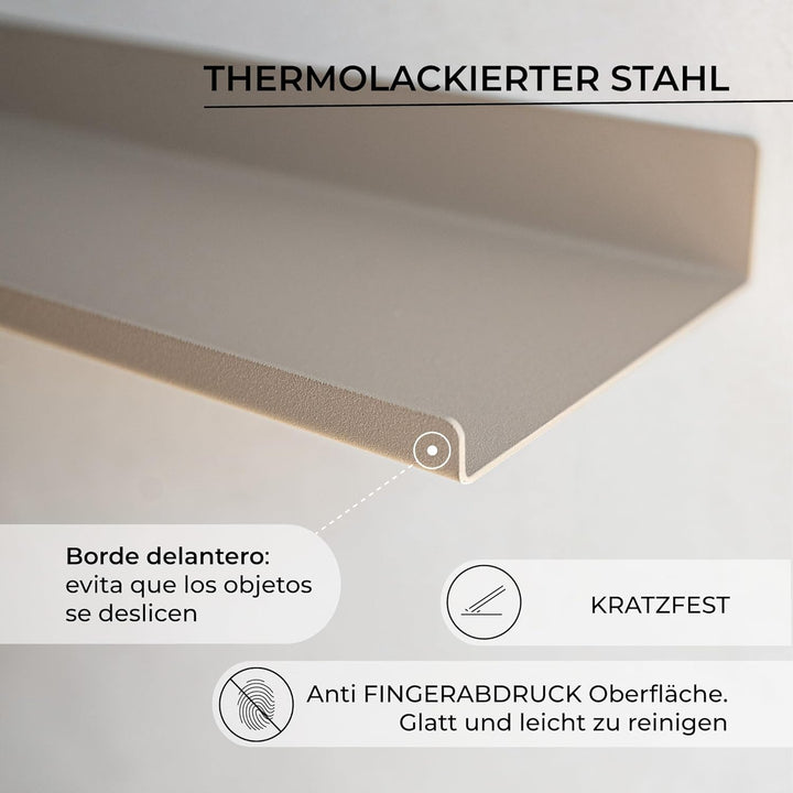 MILUKA Bilderleiste Metall Sandbeige 110 cm 2er Set – Schmales, langes Wandregal 110 x 10 cm – Bilde