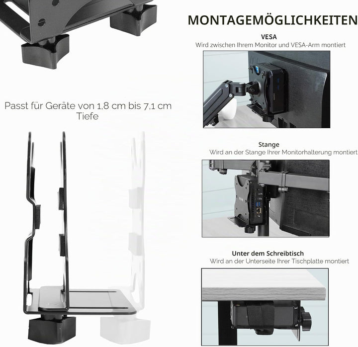 VIVO Verstellbare Thin Client Mini-PC-Halterung, CPU-VESA-Untertisch- und Monitorarm, Computerhalter