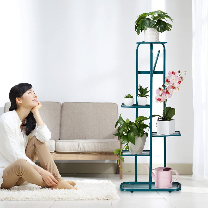 Relaxdays Blumentreppe Metall, 6-stufige Blumenetagere, aussen & innen, HBT 107 x 44 x 24 cm, Pflanz