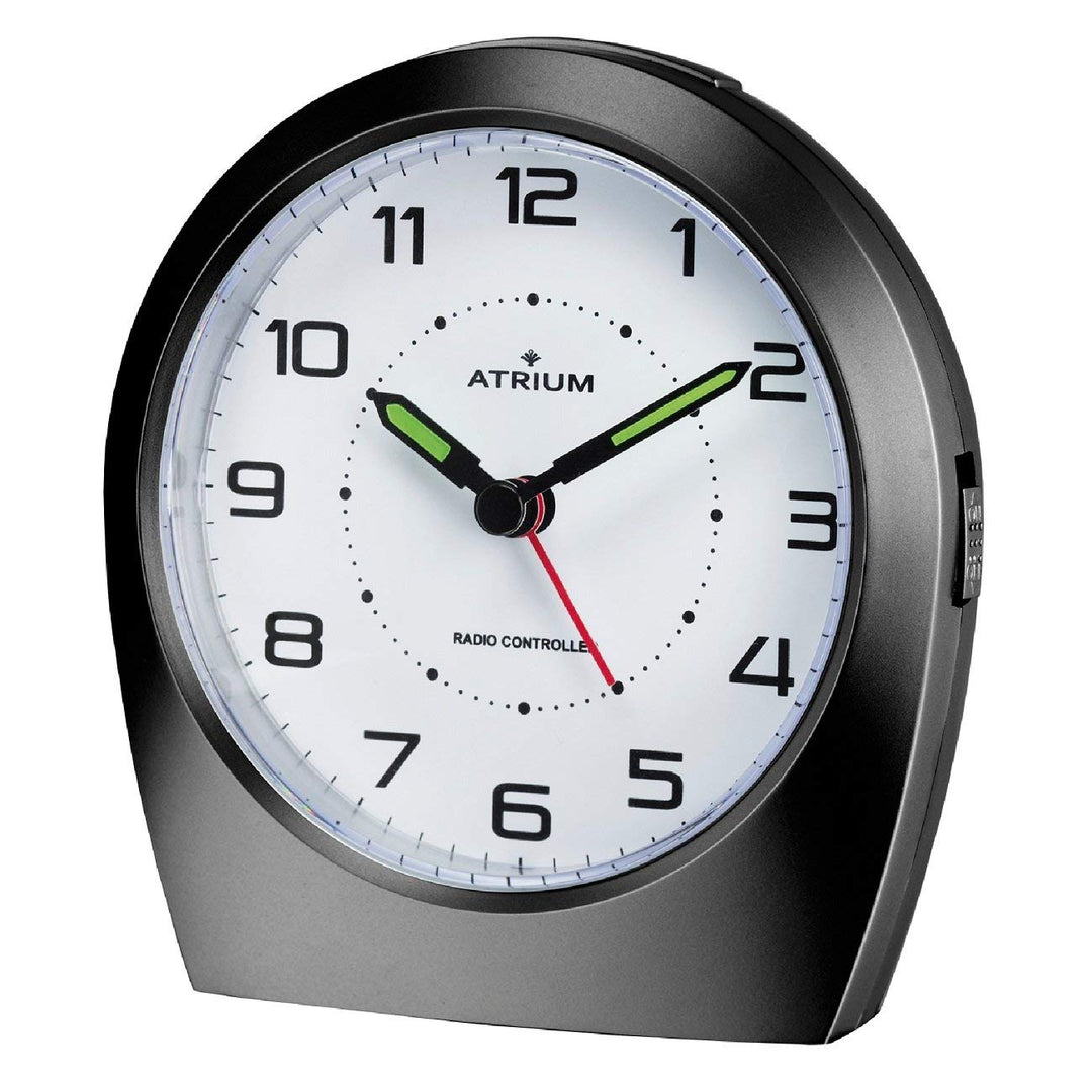 Atrium Funkwecker Analog Quarz ohne Ticken klassisches Design matt schwarz A620-7