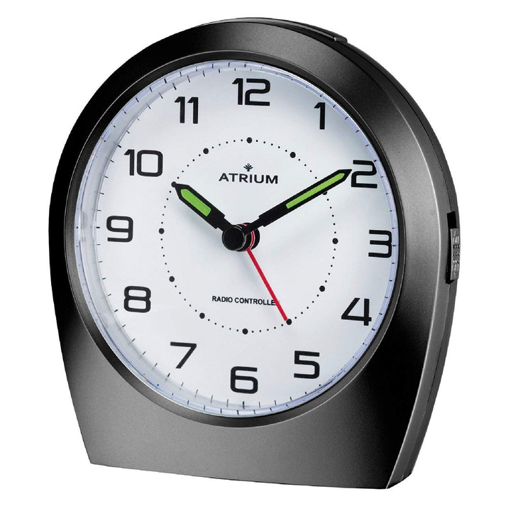 Atrium Funkwecker Analog Quarz ohne Ticken klassisches Design matt schwarz A620-7