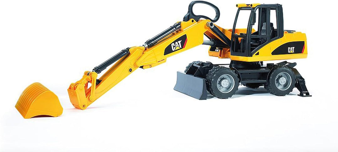 bruder 02445 - Cat Mobilbagger - 1:16 Baustelle Baufahrzeug Löffelbagger Arbeiter bworld Baumaschine