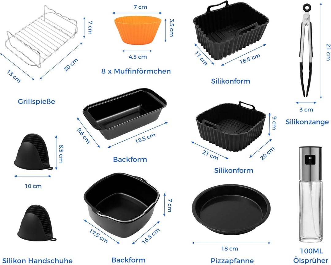 Das XXL Heissluftfritteuse Zubehör-Set für Philips Dual Basket Airfryer – 10-teilig für unterschiedl