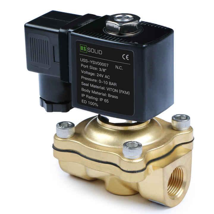U.S. Solid Solenoid Valve Magnetventil Messing G 3/8" 24V AC Normal geschlossen NC 0-10 bar, ventil