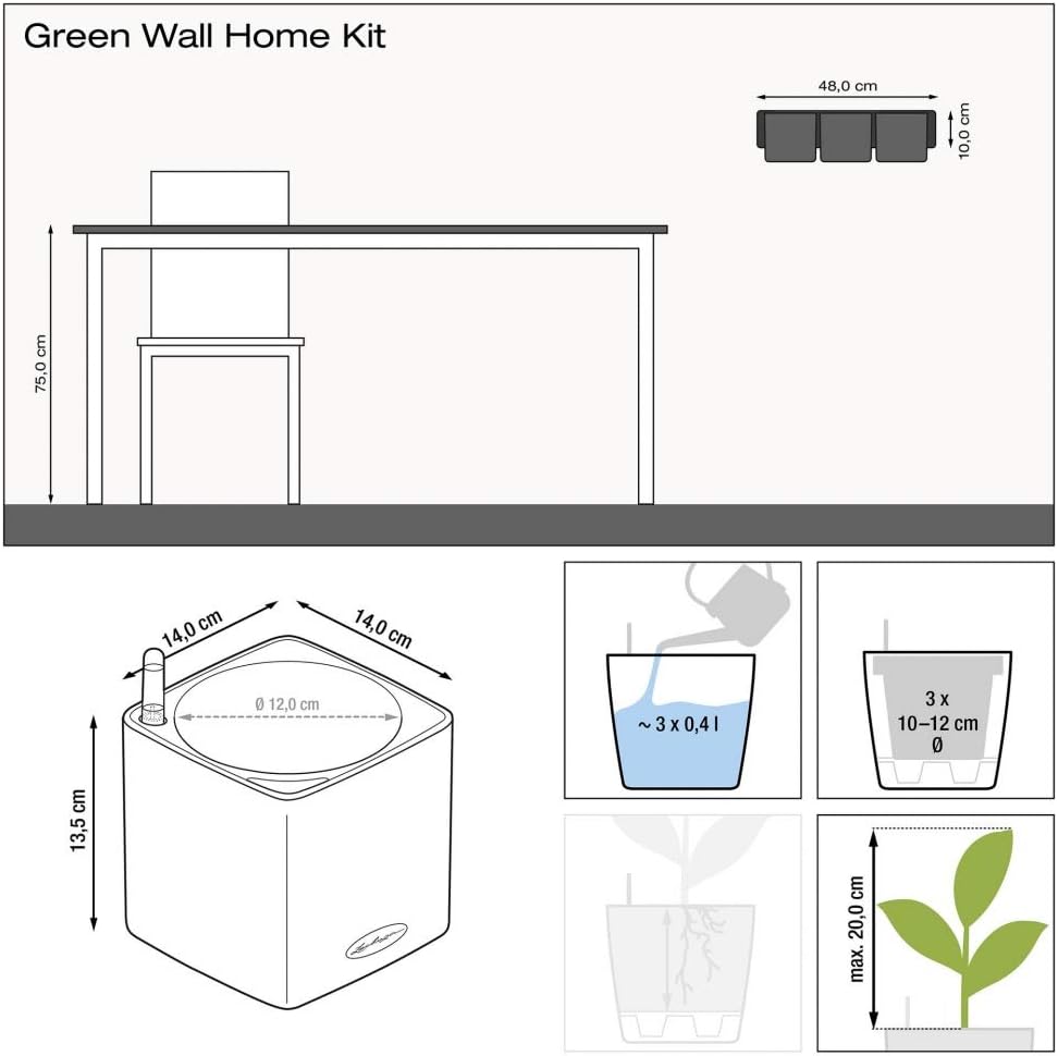 LECHUZA CUBE Glossy Green Wall Home Kit weiss-highgloss 13523 48x14x10 cm Weiss-highgloss, 48x14x10