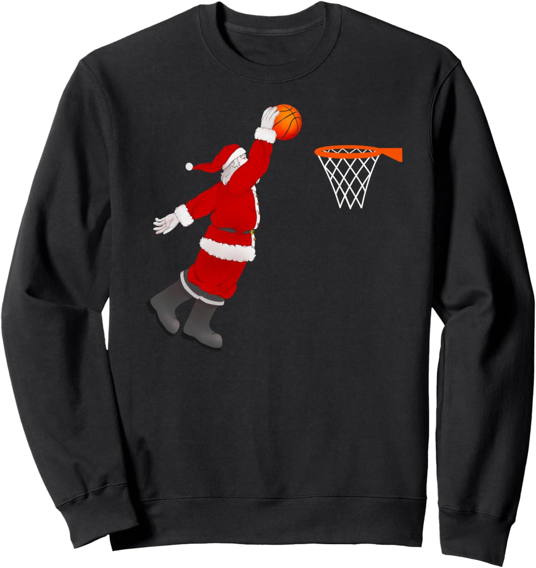 Santa Basketball Christmas Xmas Basketball Dunking Santa Sweatshirt