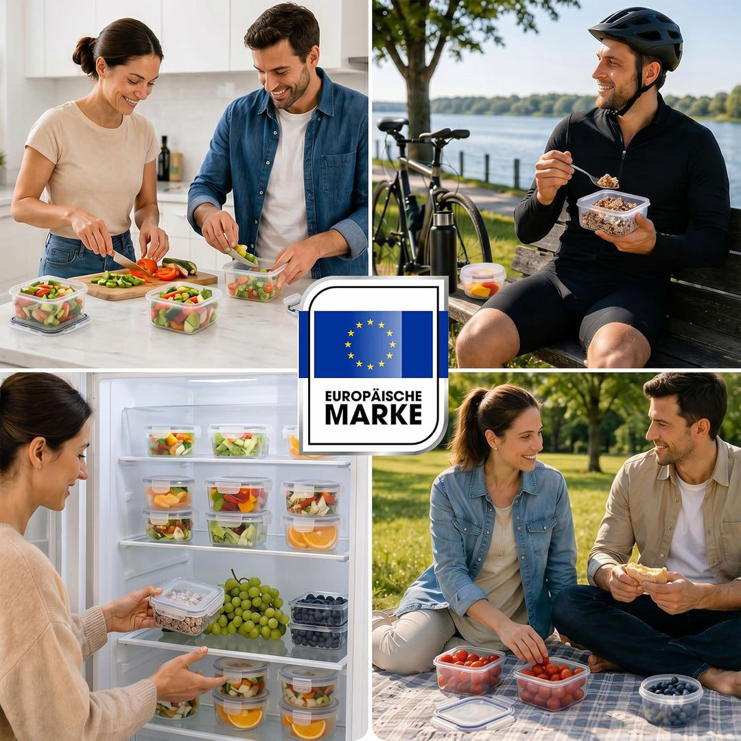 Haushaltszauber® Frischhaltedosen Set 13-teilig (5 runde & 8 quadratische) | Luftdichte Frischhalted
