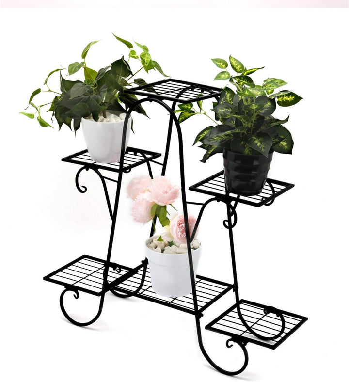 Queiting Metall Blumenständer Blumentreppe mit 6 Ebenen Retro Pflanzentreppe für Innen und Aussen Ga