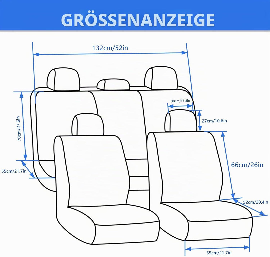 9 Stück Universal Autositzbezüge, Sitzbezüge Auto Für 5 Sitzer, Autositzauflage Set Seiten-Airbag-ko