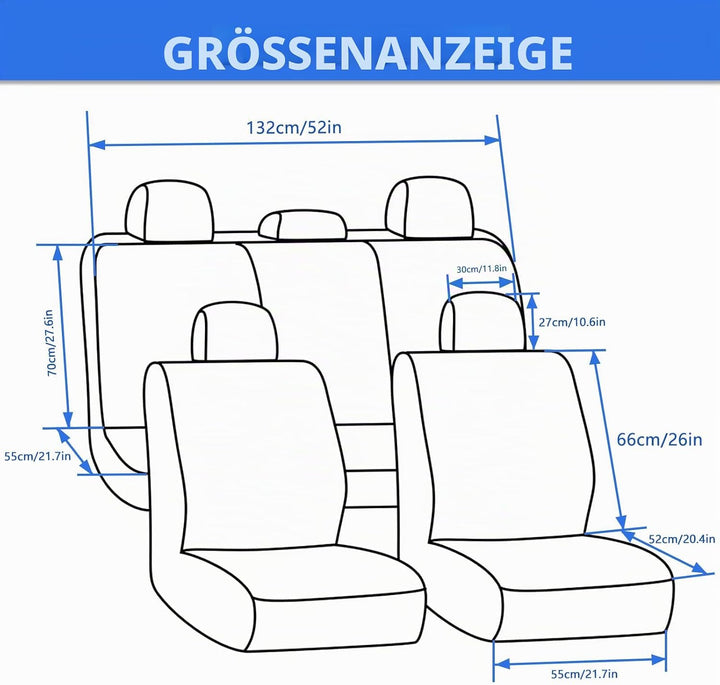 9 Stück Universal Autositzbezüge, Sitzbezüge Auto Für 5 Sitzer, Autositzauflage Set Seiten-Airbag-ko