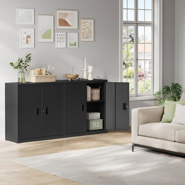 WOLTU Aktenschrank abschliessbar, Ordnerschrank mit höhenverstellbarem Einlegboden, Metallschrank mi