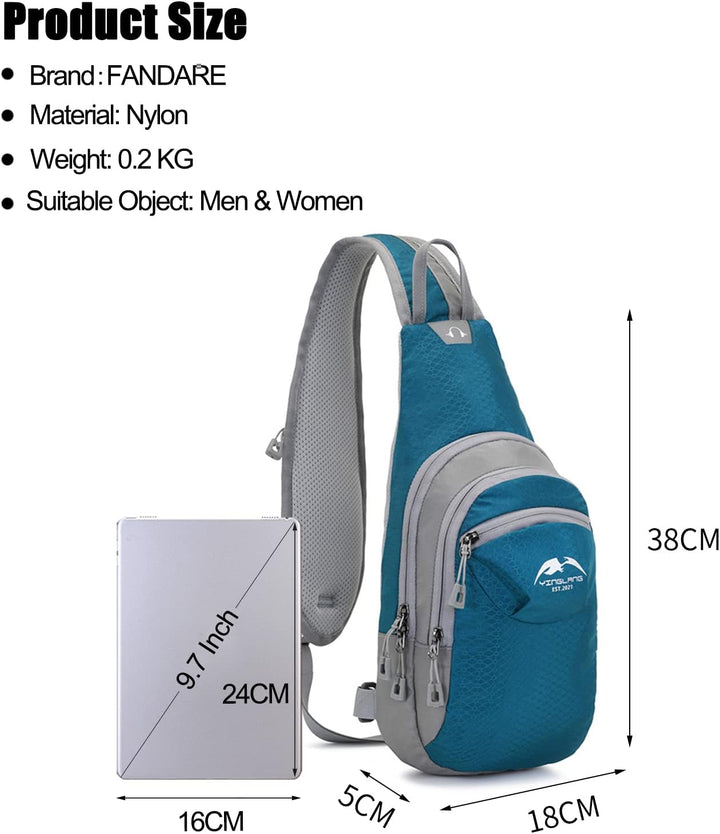 FANDARE Unisex Brusttasche Sport-Schultertaschen Sling Bag Herren Damen Umhängetaschen Crossover Ruc