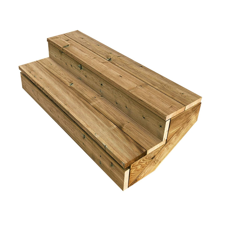 Berlin - Terrassentreppe Holz - H37cm 2 Stufen, Breite 120cm, MIT Setzstufen- Vinuovo - Set für Ihre