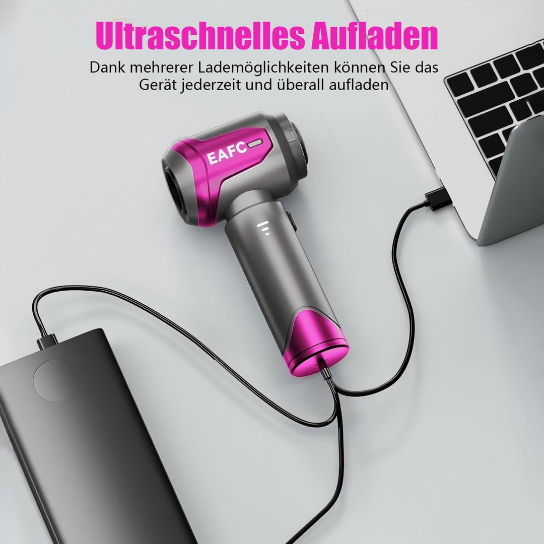Kabelloser Handstaubsauger 16000Pa, 2-in-1 Staubsauger & Blaser mit 6000mAh Akku, Type-C, Tierhaare