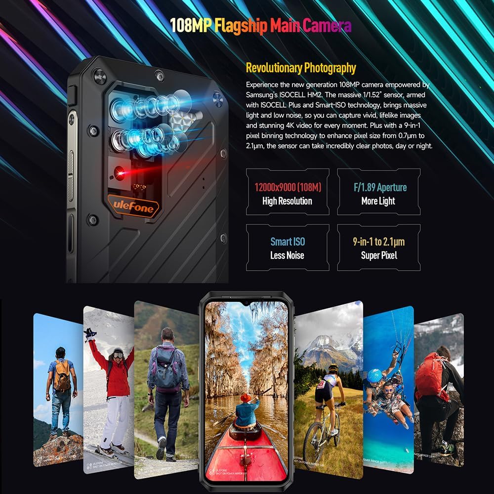 Ulefone Power Armor 18T Ultra Outdoor Handy 5G Smartphone, Dimensity 7050 24GB+512GB, 108MP+Wärmebil