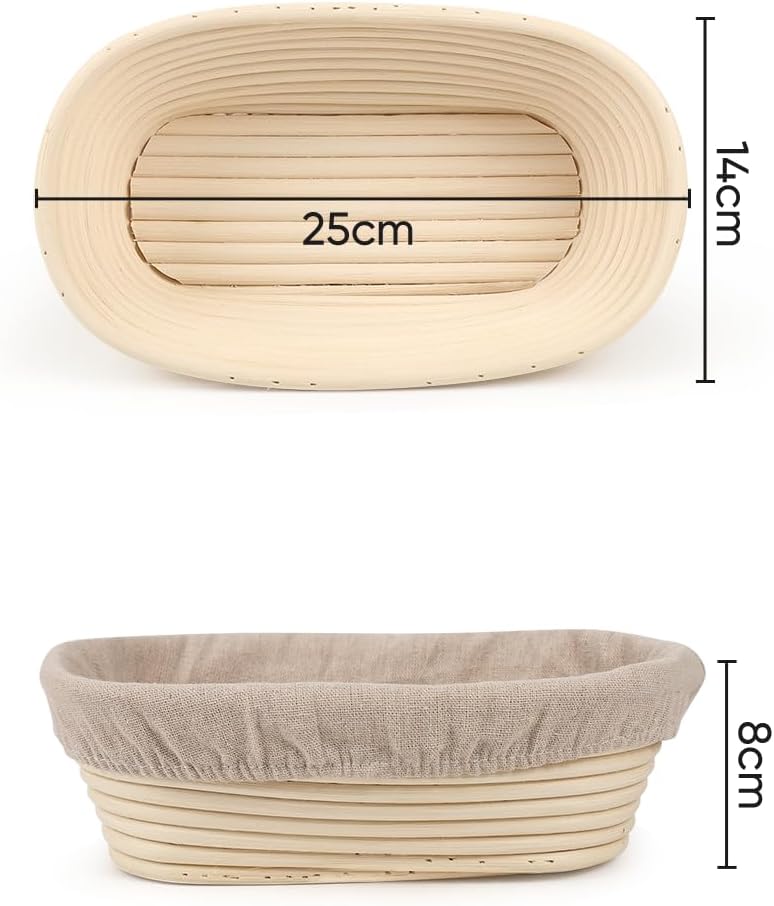 Gärkorb Brot Set,Gärkörbchen,25cm Oval Gärkorb Zum Brotbacken-Set für Professionelle und Häusliche B