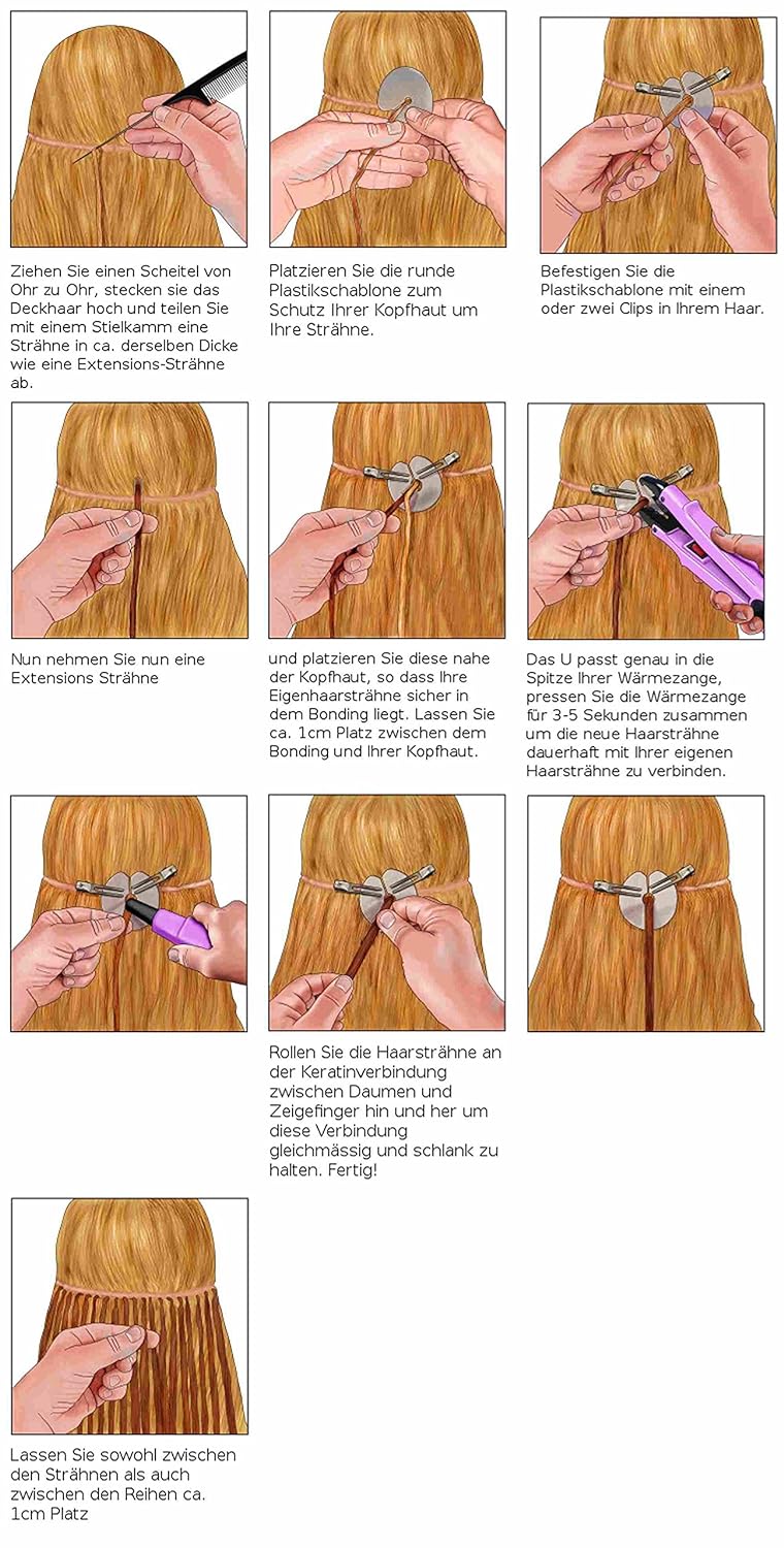 hair2heart Premium Extensions Echthaar Bondings Gewellt - 200 Strähnen 1g 60cm 8/1 hellblond asch #1