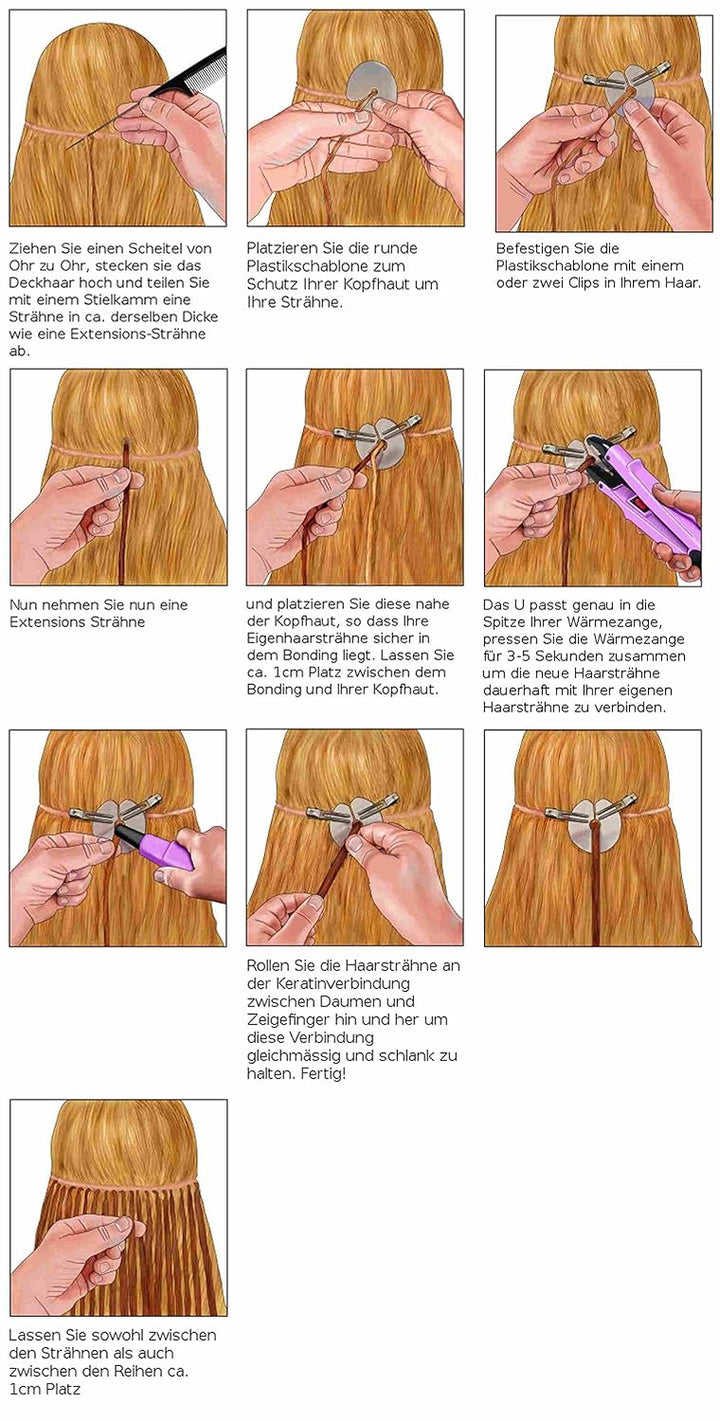 hair2heart Extensions Echthaar Bondings Glatt - 150 Strähnen 0.5g 40cm Lichtblond 