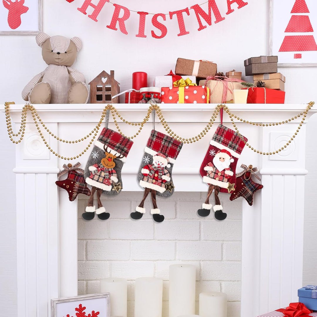 Nikolausstrumpf Kinder, 3 Stück Nikolausstiefel Weihnachtsstrümpfe zum Aufhängen und Befüllen für We