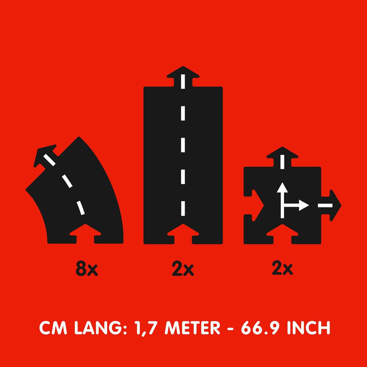 Waytoplay Ringroad - Die Flexible Spielzeugstrasse, 12 st. Spielen Sie mit Ihren Autos drinnen und d