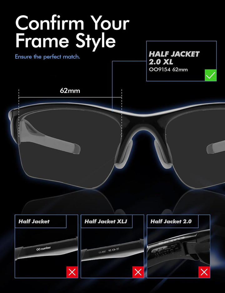 Saucer Premium-Ersatzgläser und Gummi-Kits für Oakley Half Jacket 2.0 XL High Defense - Glacier Blue