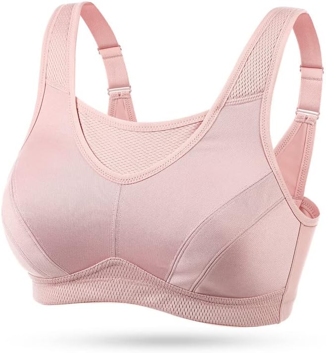 Wingslove Damen Sport BH ohne Bügel Nicht Gepolstert High Impact Bustier Halt Joggen BH 75C Rosa, 75