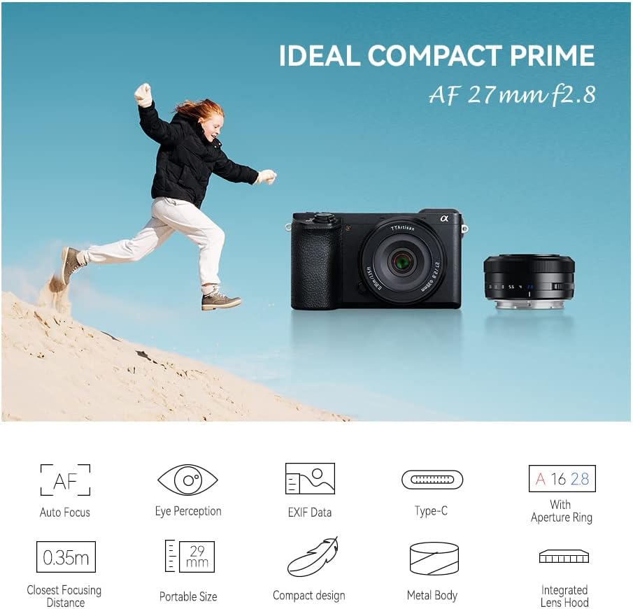 TTARTISAN AF 27mm F/2.8 E APS-C Fester Fokus Linse für Sony E-Bajonett A6000 A6100 A6300 A6500 ZV-E1
